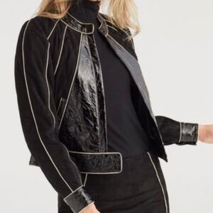 7 For All Mankind Suede Jacket With Gold Piping